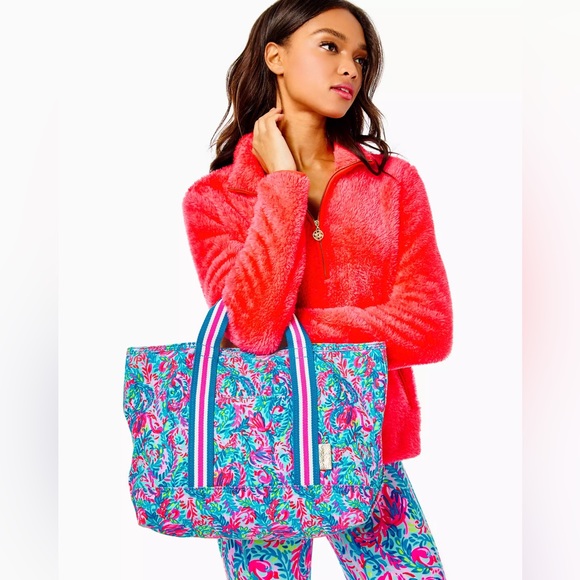 Lilly Pulitzer Mini Mercato Tote Bag - Surf Blue Flim Flam Accessories Small - Picture 3 of 7